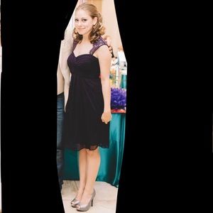 Eggplant colored lace cocktail dress